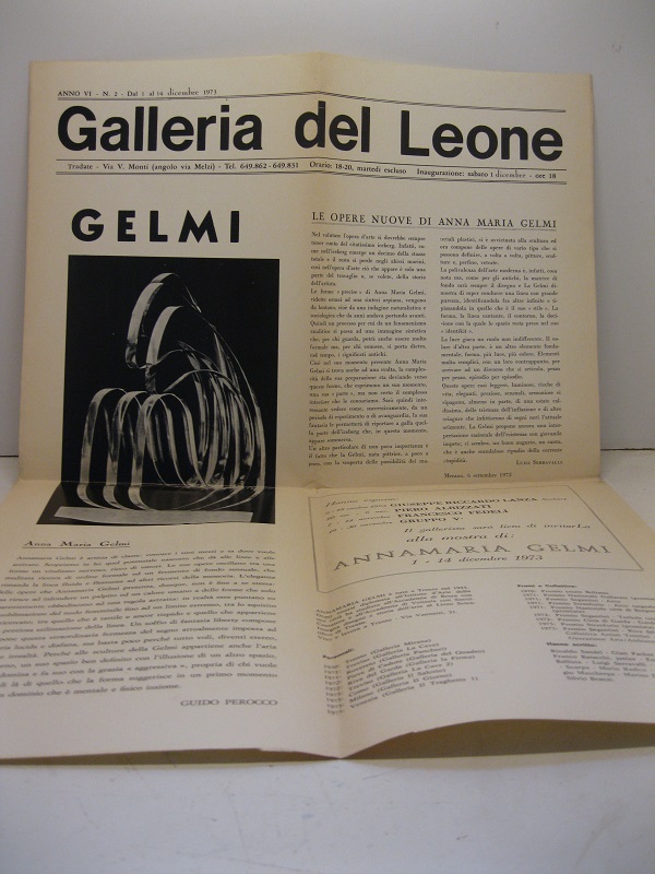 Galleria del Leone, anno VI, n. 2, dal 1 al 14 dicembre 1973. Annamaria Gelmi